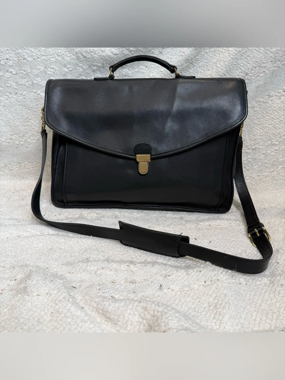 Vintage Coach Morgan black leather messenger bag briefcase crossbody US 1987-93
